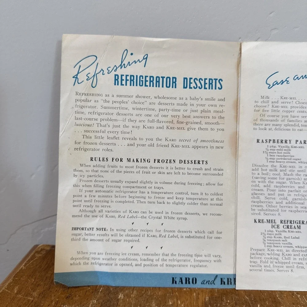 Refrigerator‎ Desserts Maybe Sauce-y! Recipe Pamphlet Ice Cream MAZOLA A-148-10